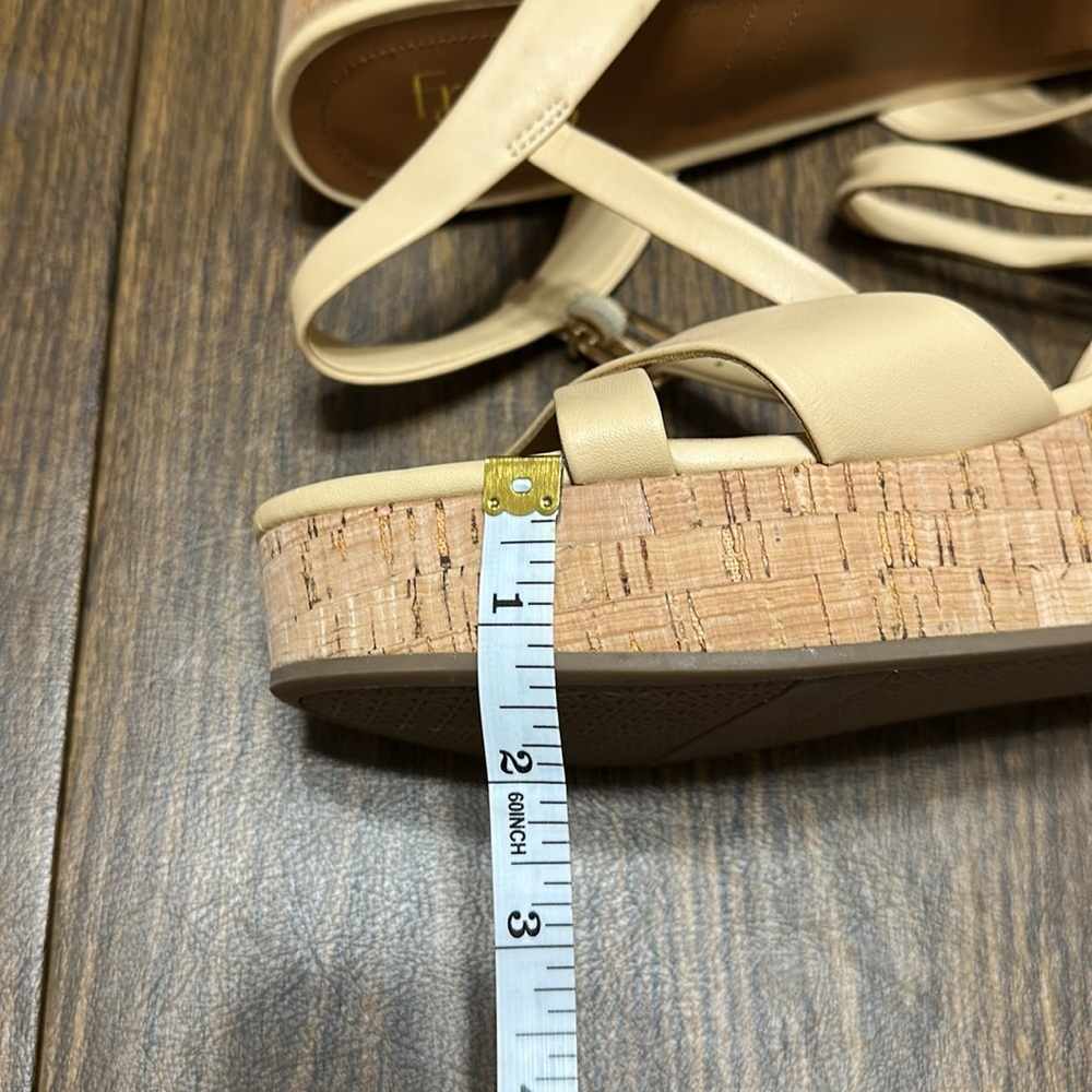 Franco Sarto Pelma Faux Leather Ankle Strap Platform Sandals, Beige, Size 10 - Picture 10 of 12